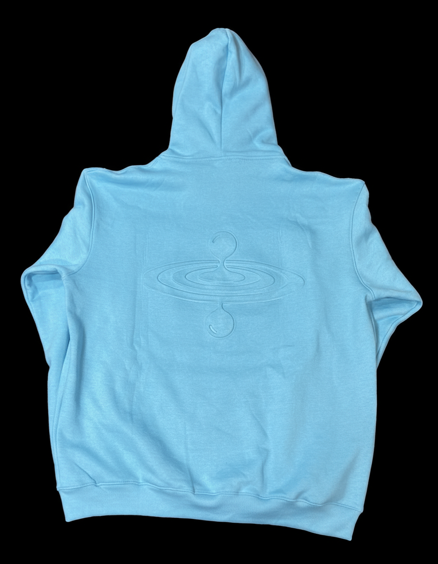 DROP17 Embossed Oversized Hoodie - Sky Blue | Premium Heavy Fleece