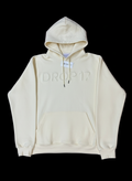 DROP17 Embossed Oversized Hoodie - Cream | Premium Heavy Fleece