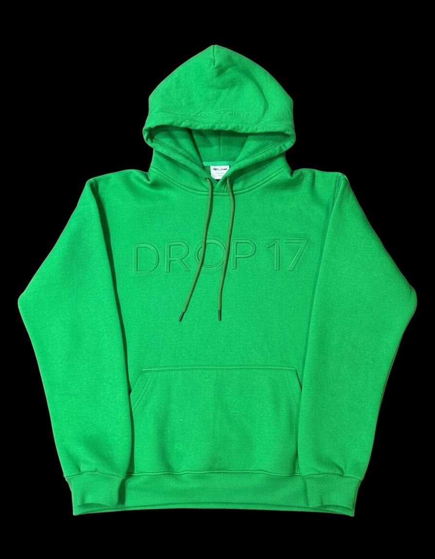 DROP17 Embossed Oversized Hoodie - Electric Green | Premium Heavy Fleece